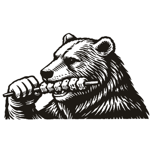 Logo de la Taverna dell'Orso : un ours tenant une brochette grillée